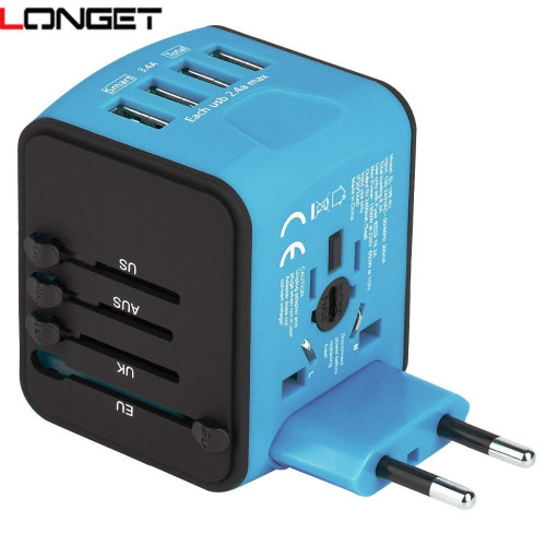 LONGET Travel Adapter International Universal Power Adapter All in one with 3 4A 4 USB Worldwide 206