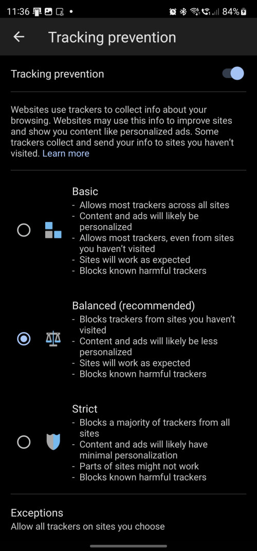 Tracking Prevention