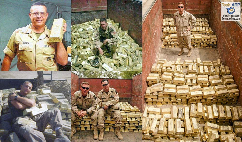 US soldiers with gold bars in Iraq - Pictr.com