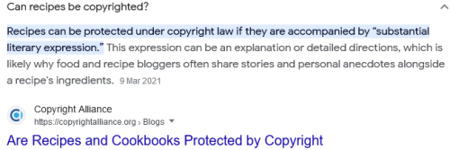 Screenshot 2023 04 28 at 15 45 14 can food be copyright Google Search