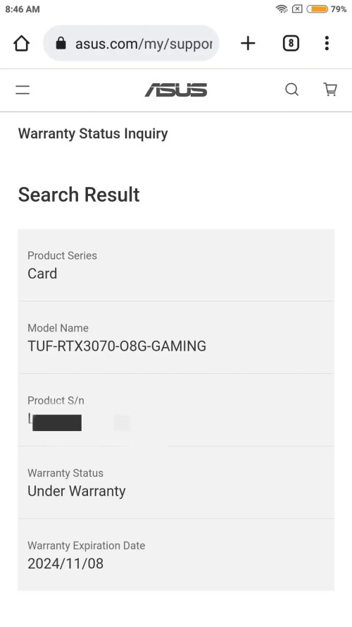 asus tuf rtx 3070 warranty