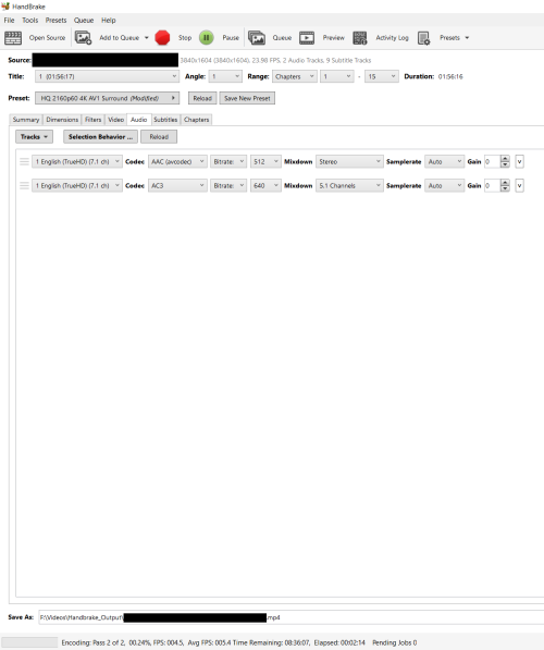 Handbrake 3600X benchmark