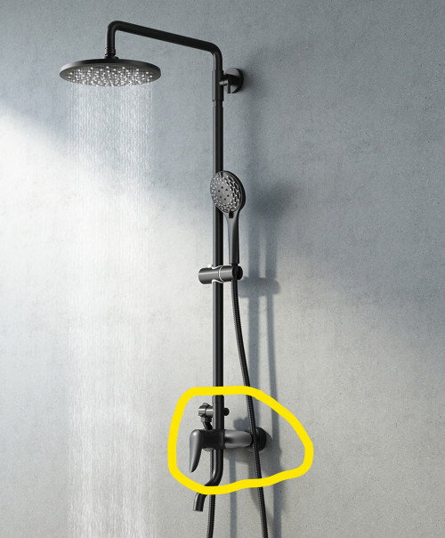 InkedMatte Black Wall Mounted Shower With 8 Inch Rainfall Shower Head Round Shower