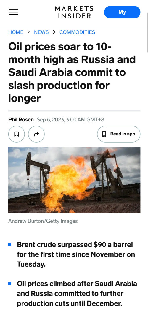 Saudi Arabia and Russia oil cuts. $90/barrel