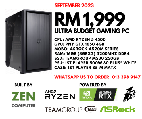 AMD Ryzen 5 4500 GTX1650 Raider v1.5 RGB Gaming PC