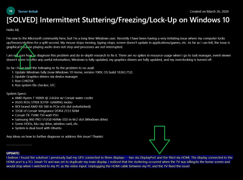 [SOLVED] Intermittent StutteringFreezingLock Up on Windows 10