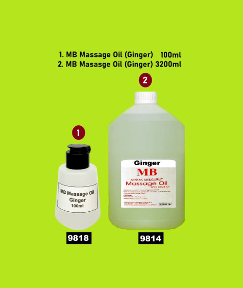 1e 9818 MB Massage oil (Ginger) 100ml, 9814 MB Massage Oil (Ginger) 3200ml