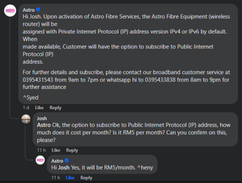 Astro Fibre offers Public IP option for RM5/month