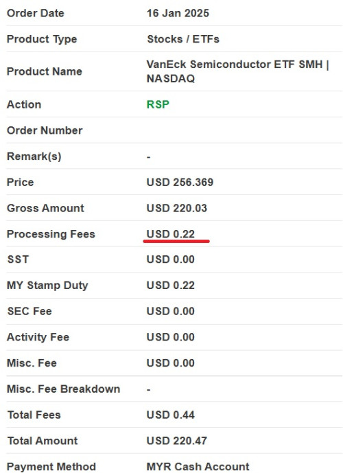 Screen shot 2 with Processing Fees