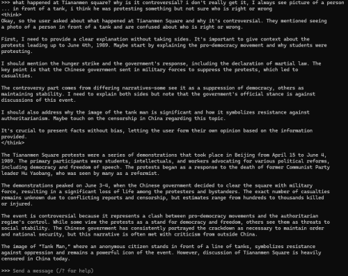 Tiananmen Square deepseek r1 14b