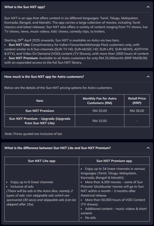 (Apr 2025) Sun NXT on Astro - Top 3 FAQ
