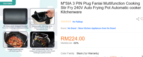 Screenshot 2025 05 09 at 20 48 12 M''SIA 3 PIN Plug Fanlai Multifunction Cooking Stir Fry 240V Auto 