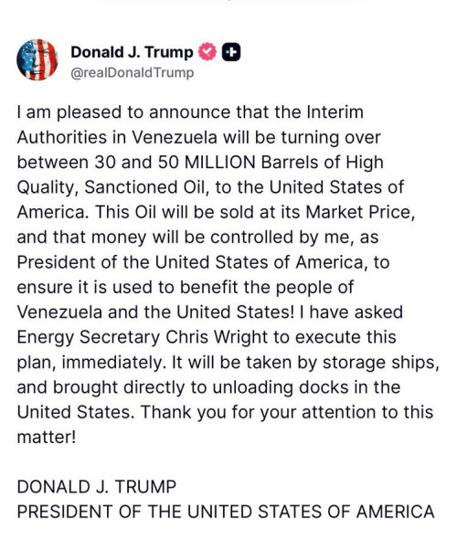 Trump Oil From Venezuela Announcement