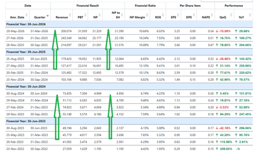 4. MN Holding Revenue, NP, EPS Movement