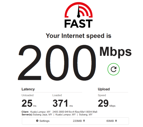 Eastel Speed test on ZTE MU5120 router