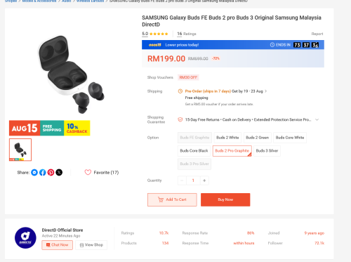 Screenshot 2026 08 11 at 18 22 23 SAMSUNG Galaxy Buds FE Buds 2 pro Buds 3 Original Samsung Malaysia