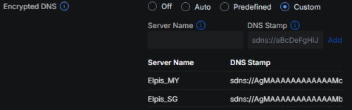 Elpis DNS Ubiquiti Settings