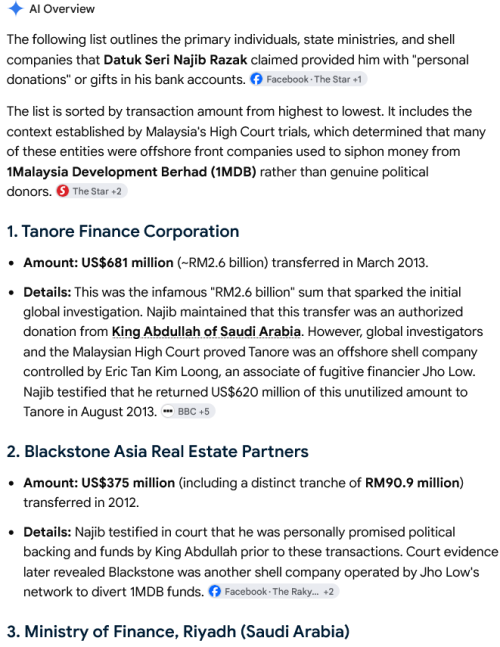 Screenshot 2026 09 19 at 16 32 42 list of people who donated to najib sort by amounts Google Search
